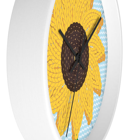 Sunflower Stitches Wall Clock